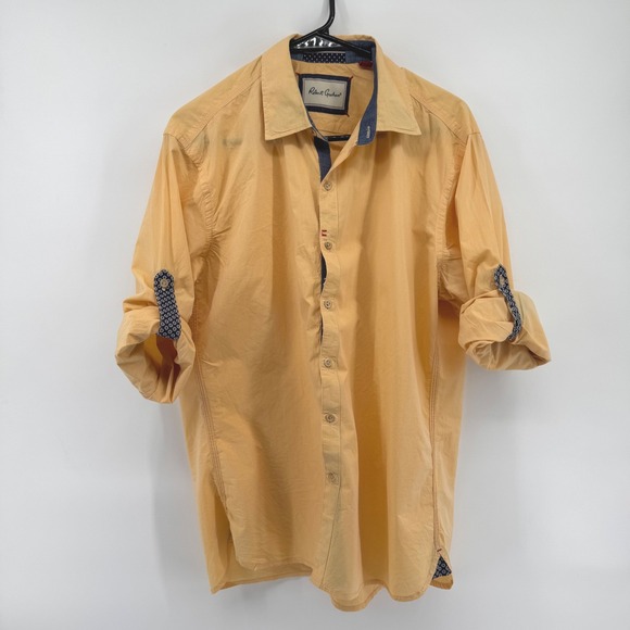 Robert Graham Mens Peach Tailored Fit Long Sleeve Button Up Long Sleeve Shirt L - Picture 5 of 9